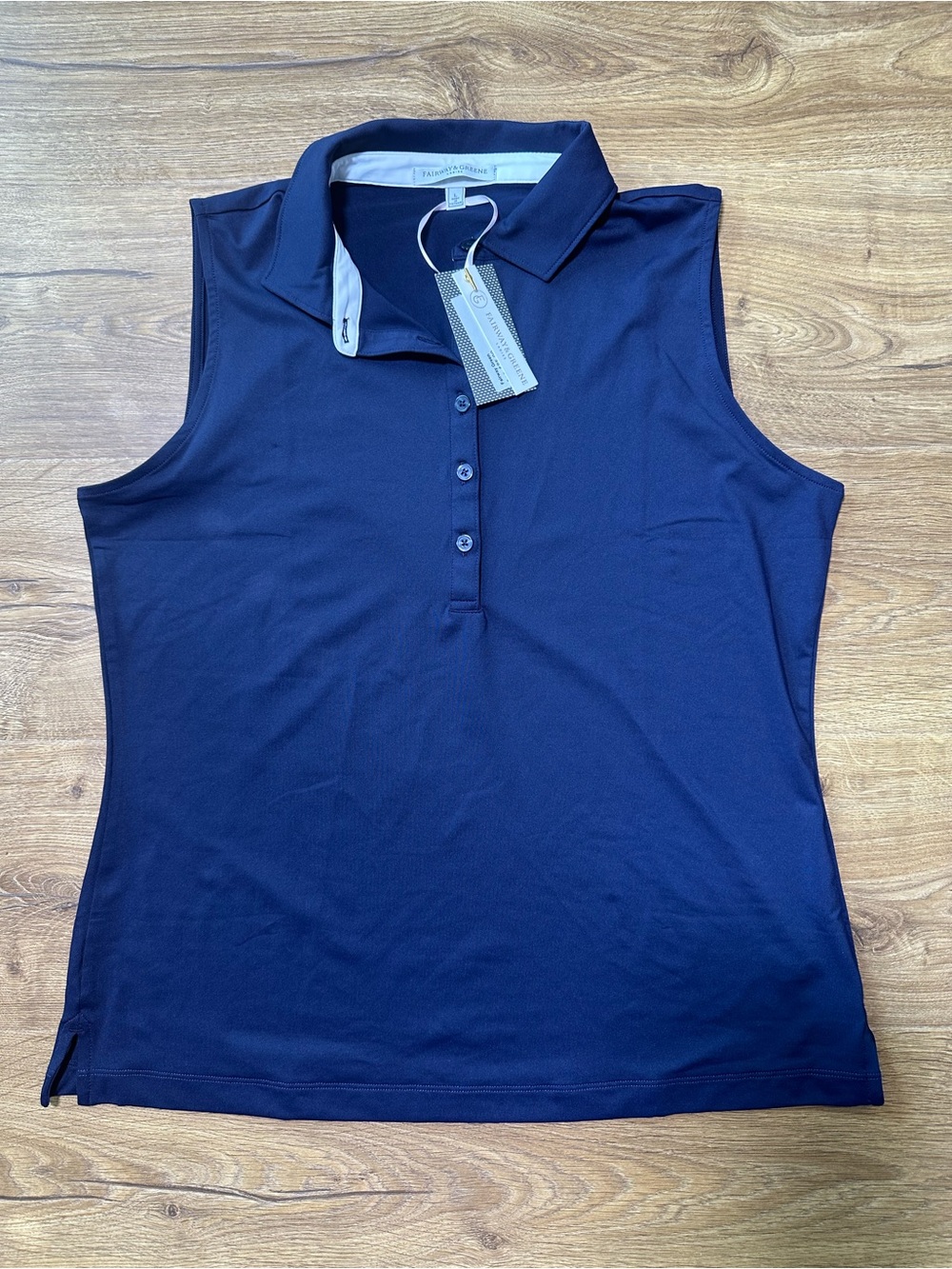 Fairway & Greene Navy Sleeveless Polo Tank Large NWT